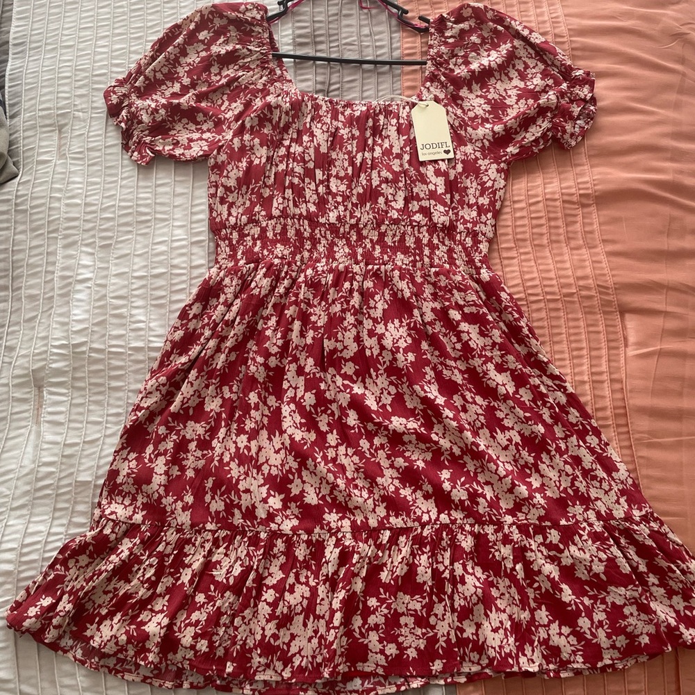 LimeLush Red Floral Dress.